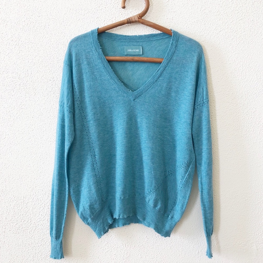 Zadig & Voltaire Blue V-Neck Sweater